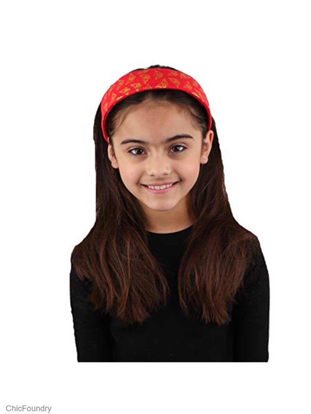 Canvas Butterfly Print Metal Headband with Rubber Teeth